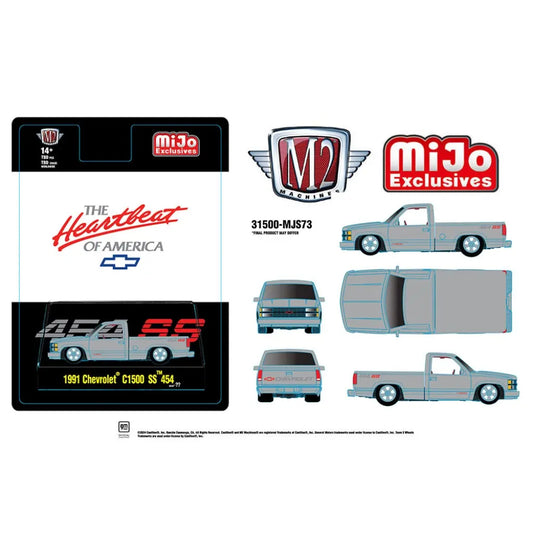 M2 Machines - 1:64 - 1991 Chevrolet C1500 SS 454 Pickup Truck Limited Edition - Silver - MiJo Exclusives