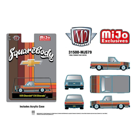 [PRE-ORDER] M2 Machines - 1:64 - 1978 Chevrolet C10 Silverado Squarebody Pickup Truck (Cool Grey) - MiJo Exclusives Limited Edition