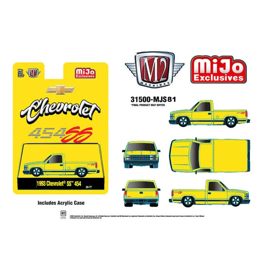 [PRE-ORDER] M2 Machines - 1:64 - 1993 Chevrolet SS 454 Pickup Truck (Yellow) - MiJo Exclusives Limited Edition