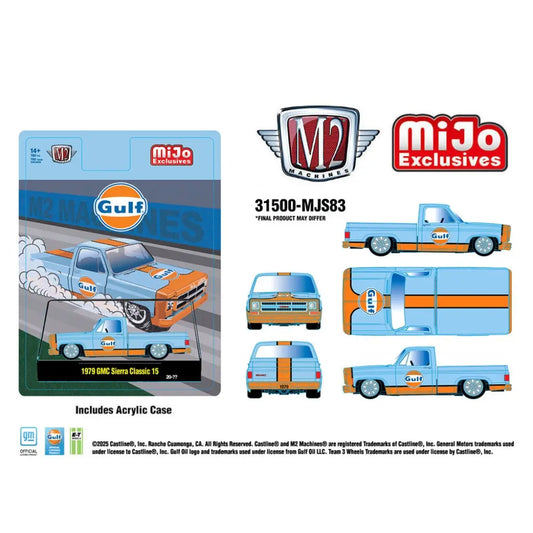 [PRE-ORDER] M2 Machines - 1:64 - 1979 GMC Sierra Classic 15 Custom GULF (Blue) - MiJo Exclusives Limited Edition