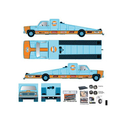 (PRE-ORDER) M2 Machines - 1:64 - Mijo Exclusives Auto-Haulers 1973 Chevrolet C30 Wedge Truck & 1978 Chevrolet Silverado 10 Bedless Gulf Livery - Blue - Limited Edition