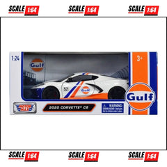 Motormax - 1:24 - 2020 Chevrolet Corvette C8 - White - Gulf Oil