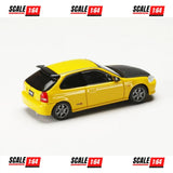 (PRE-ORDER) Hobby Japan - 1:64 - JDM64 Honda CIVIC TYPE R (EK9) JDM Style - Sunlight Yellow w/ Carbon Hood