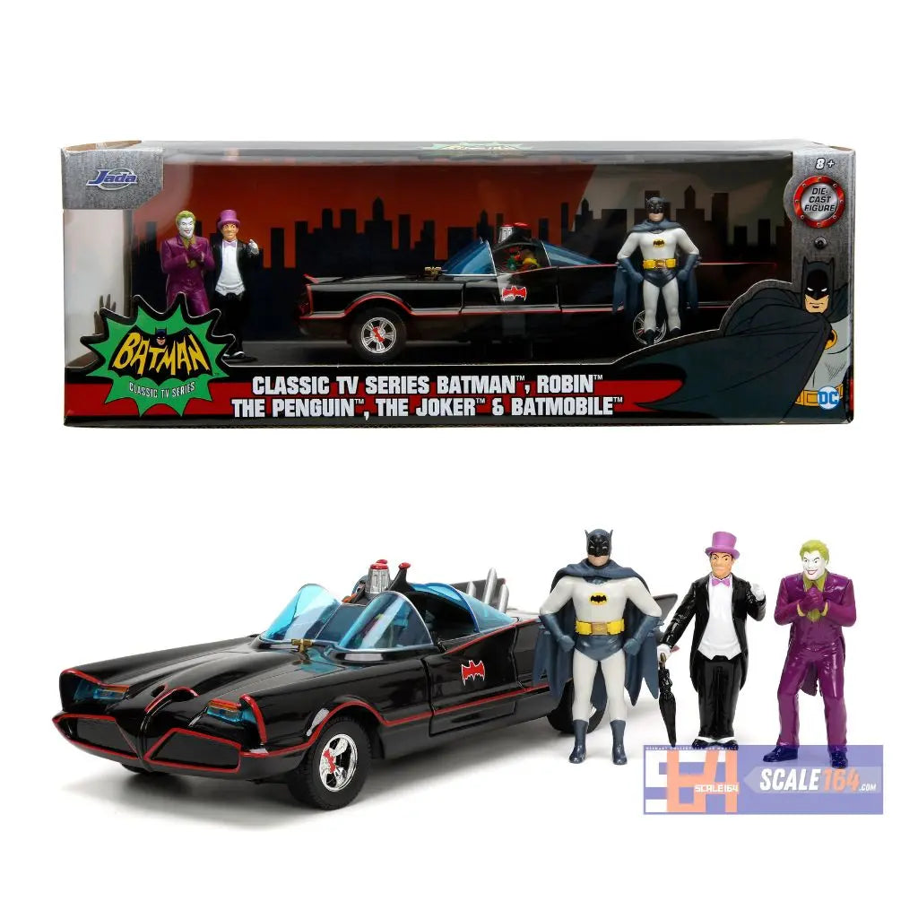 Jada - 1:24 - Classic TV Series Batmobile with Batman, Robin, Penguin & Joker Figures - Hollywood Rides