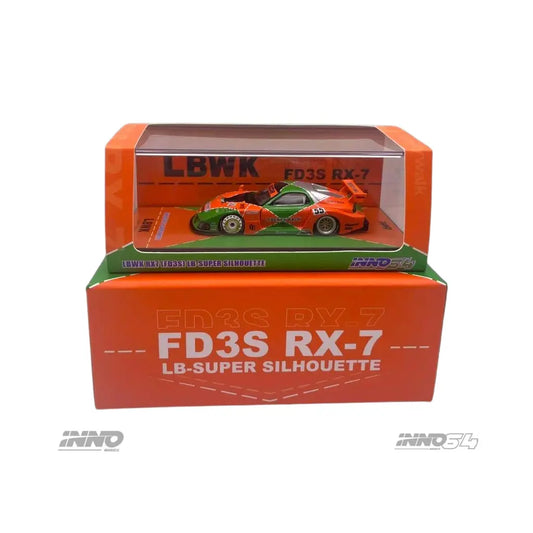 INNO64 - 1:64 - LBWK RX7 (FD3S) LB-SUPER SILHOUETTE - Orange/Green (MDX 2024 - MALAYSIA DIECAST EXPO EXCLUSIVE)