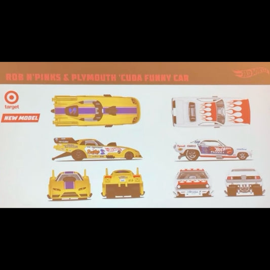 (PRE-ORDER) Hot Wheels - 1:64 - Rob N'Pinks / '72 Plymouth Cuda Funny Car - Car Culture 2-Pack - 2025 Mix 3