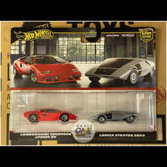 Hot Wheels - 1:64 - Lamborghini Countach LP5000 QV / Lancia Stratos Zero (Marcello Gandini) - Car Culture 2-Pack - 2025 Mix 2