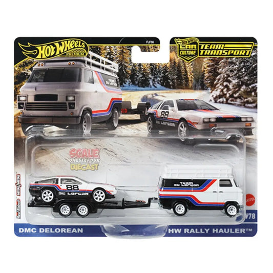 [PRE-ORDER] Hot Wheels - 1:64 - DMC DeLorean / HW Rally Hauler - 2025 Team Transport F Case (Mix 2)