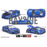 [PRE-ORDER] Kaido House - 1:64 - Nissan Skyline GT-R (R34) Kaido Works (V2 Aero) SHINJUKU V2 - Blue