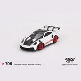 Mini GT - 1:64 - Porsche 911 (992) GT3 RS Weissach Package - White w/ Pyro Red - MiJo Exclusives