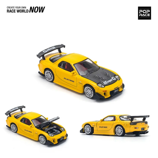 Pop Race - 1:64 - MAZDA RX-7 (FD3S) RE-AMEMIYA WIDEBODY YELLOW