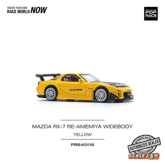 [PRE-ORDER] Pop Race - 1:64 - MAZDA RX-7 (FD3S) RE-AMEMIYA WIDEBODY YELLOW