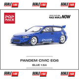 (PRE-ORDER) Pop Race - 1:64 - Pandem Civic EG6 v1.5 Metallic Blue