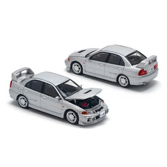 (PRE-ORDER) Pop Race - 1:64 - MITSUBISHI LANCER EVOLUTION IV - STEEL SILVER