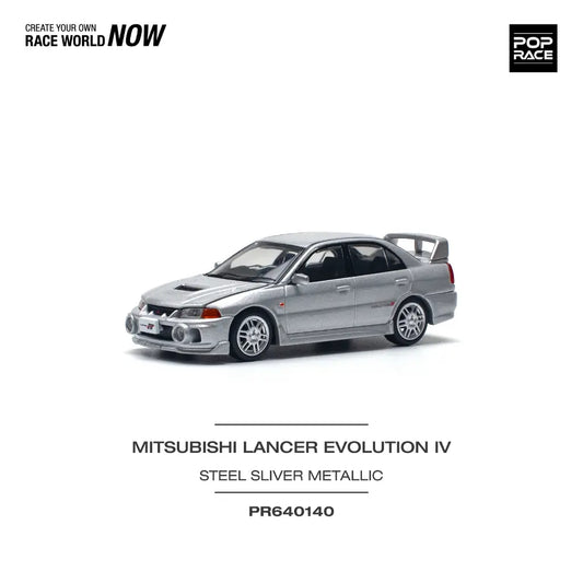 (PRE-ORDER) Pop Race - 1:64 - MITSUBISHI LANCER EVOLUTION IV - STEEL SILVER