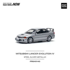 (PRE-ORDER) Pop Race - 1:64 - MITSUBISHI LANCER EVOLUTION IV - STEEL SILVER