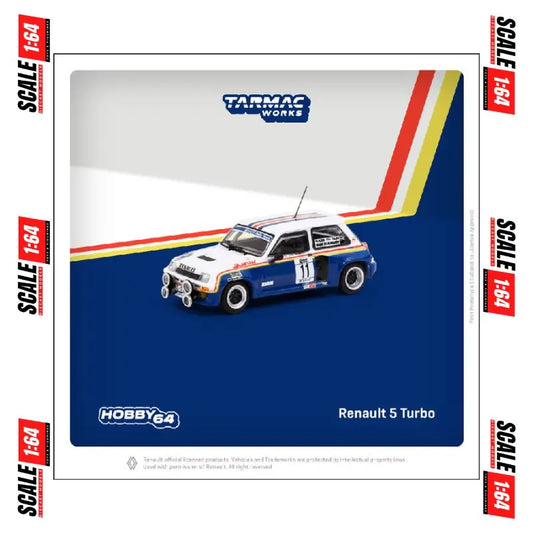 *PRE-ORDER* Tarmac Works - 1:64 - Renault 5 Turbo #11 Costa Brava Rally 1985 - White/Blue - Hobby64